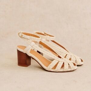 Sézane Natacha Raffia Sandals, Size 6.5